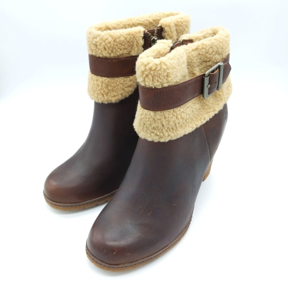 Timberland Brown Shearling Ankle Boots Sz 10